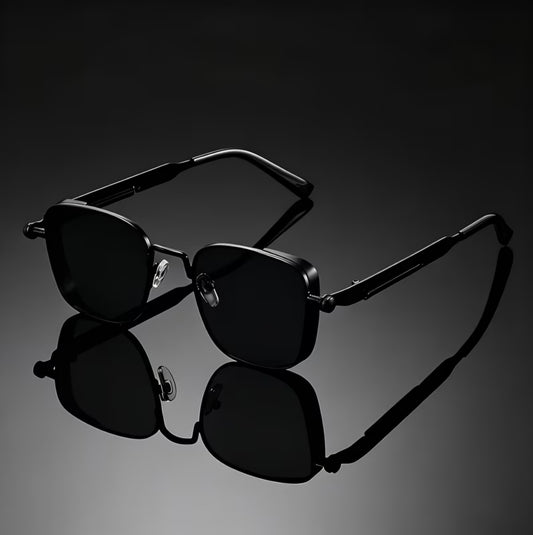 ALL BLACK VINTAGE STYLE SUNGLASSES B+F 8