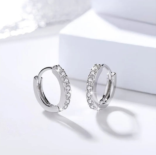 7 DIAMOND ROW HOOP EARRINGS B+F 8