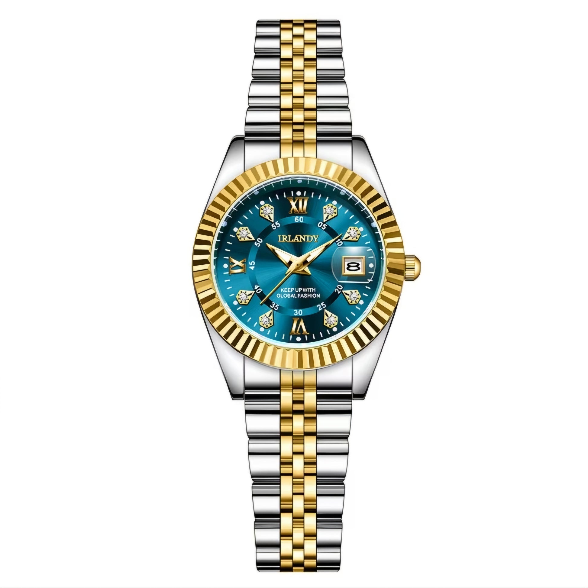 IRLANDY LUXURY DIAMOND CALANDER FACE WATCH B+F 8